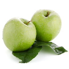 Image showing Two fresh green apples