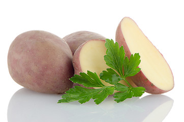 Image showing Red sliced potatoes