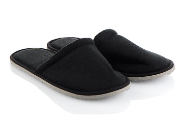 Image showing A pair of grey slippers