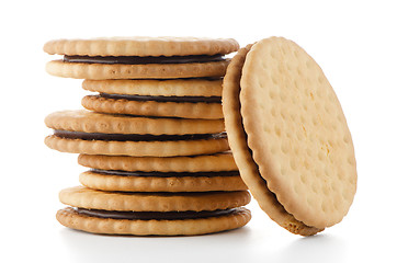 Image showing Sandwich biscuits with chocolate filling