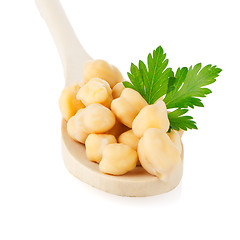 Image showing chickpeas over spoon 