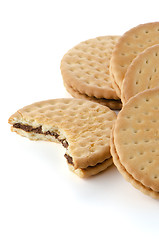 Image showing Sandwich biscuits with chocolate filling