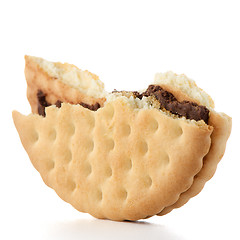 Image showing Half sandwich biscuit with chocolate filling