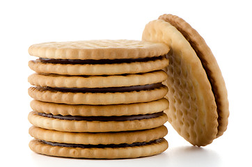 Image showing Sandwich biscuits with chocolate filling