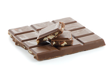 Image showing Closeup detail of chocolate with almods parts