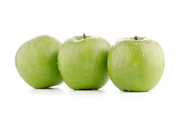 Image showing Three fresh green apples