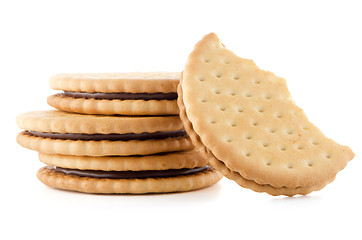 Image showing Sandwich biscuits with chocolate filling