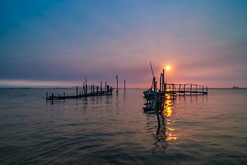 Image showing Old dock sunrise