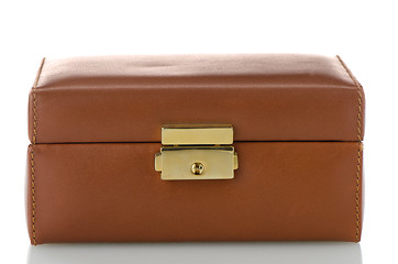 Image showing Brown leather jewelery box