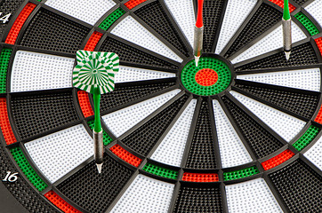 Image showing Dart board with darts