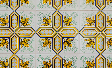 Image showing Traditional Portuguese glazed tiles