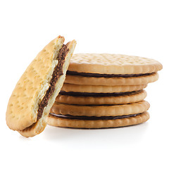 Image showing Sandwich biscuits with chocolate filling