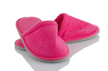 Image showing A pair of pink slippers