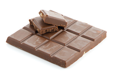 Image showing Closeup detail of chocolate with almods parts