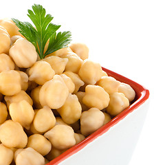 Image showing Closeup of a bowl with boiled chickpeas