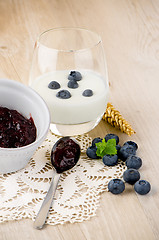 Image showing Yogurt with fresh blueberries