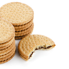 Image showing Sandwich biscuits with chocolate filling