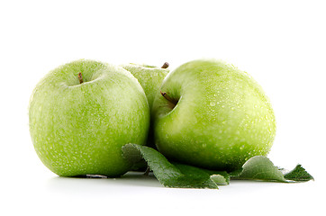 Image showing Three fresh green apples