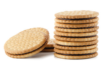 Image showing Sandwich biscuits with chocolate filling