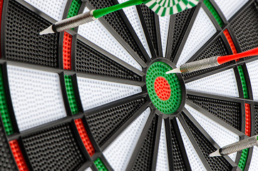 Image showing Dart board with darts