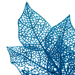 Image showing Christmas decorative blue  leaves