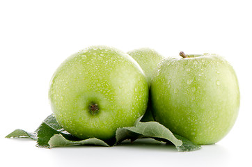 Image showing Three fresh green apples