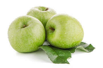 Image showing Two fresh green apples