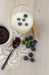 Image showing Yogurt with fresh blueberries