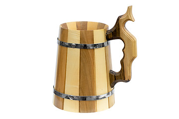 Image showing Wooden beer mug.