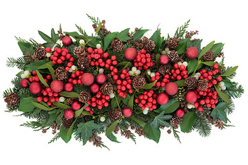 Image showing Christmas Flora and Baubles