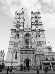 Image showing Black and white Westminster Abbey in London