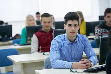 Image showing students group in computer lab classroom