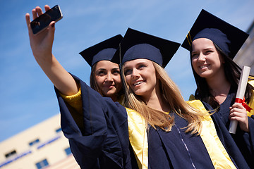 Image showing students group in graduates making selfie