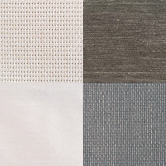 Image showing Set of blue fabric samples