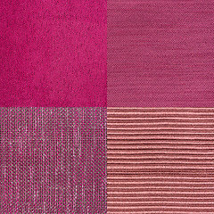 Image showing Set of pink fabric samples