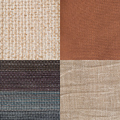 Image showing Set of brown fabric samples