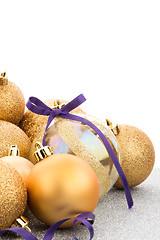 Image showing Golden christmas balls