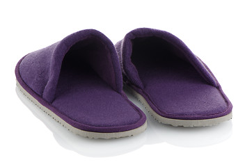 Image showing A pair of purple slippers