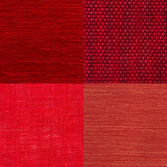 Image showing Set of red fabric samples