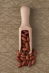 Image showing Wooden scoop with red beans