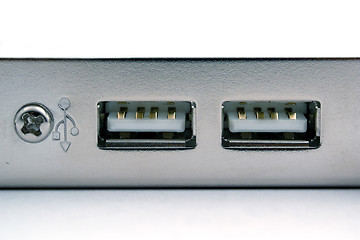 Image showing two port of the usb close up. isolated on a white background.