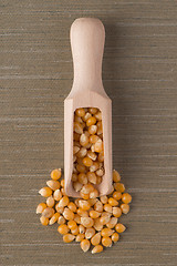 Image showing Wooden scoop with corn