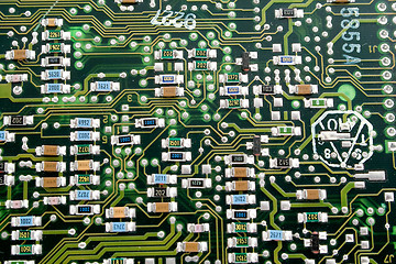 Image showing Fragment of an old computer board. A background