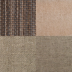 Image showing Set of brown fabric samples