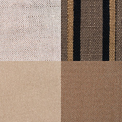 Image showing Set of brown fabric samples