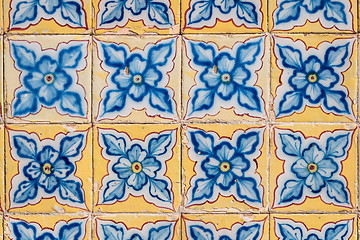 Image showing Traditional Portuguese glazed tiles