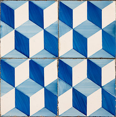 Image showing Traditional Portuguese glazed tiles