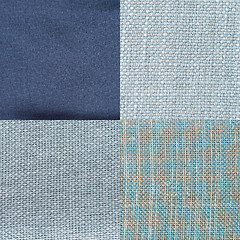 Image showing Set of blue fabric samples