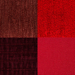 Image showing Set of red fabric samples