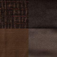 Image showing Set of brown fabric samples